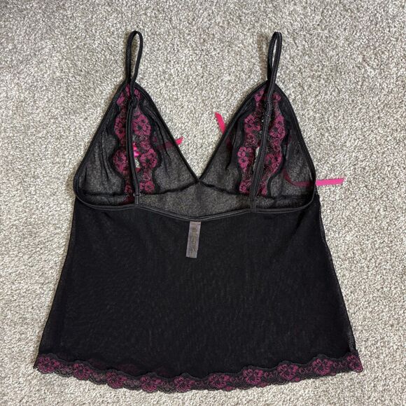 Vintage Victorias Secret Shirt Womens Medium Black Lace Cami Top Sexy Y2K - Picture 6 of 13